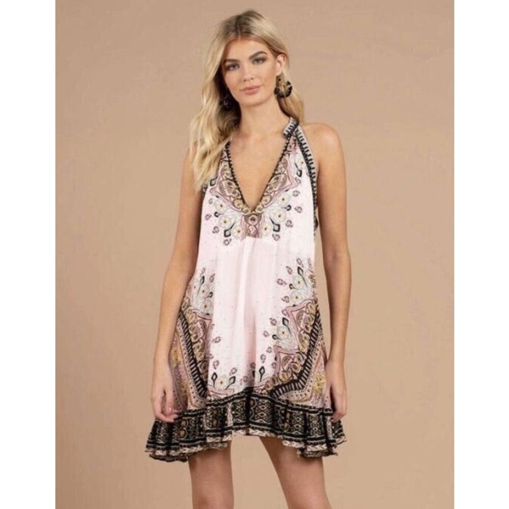 Free People Pink and Black Mini Dress